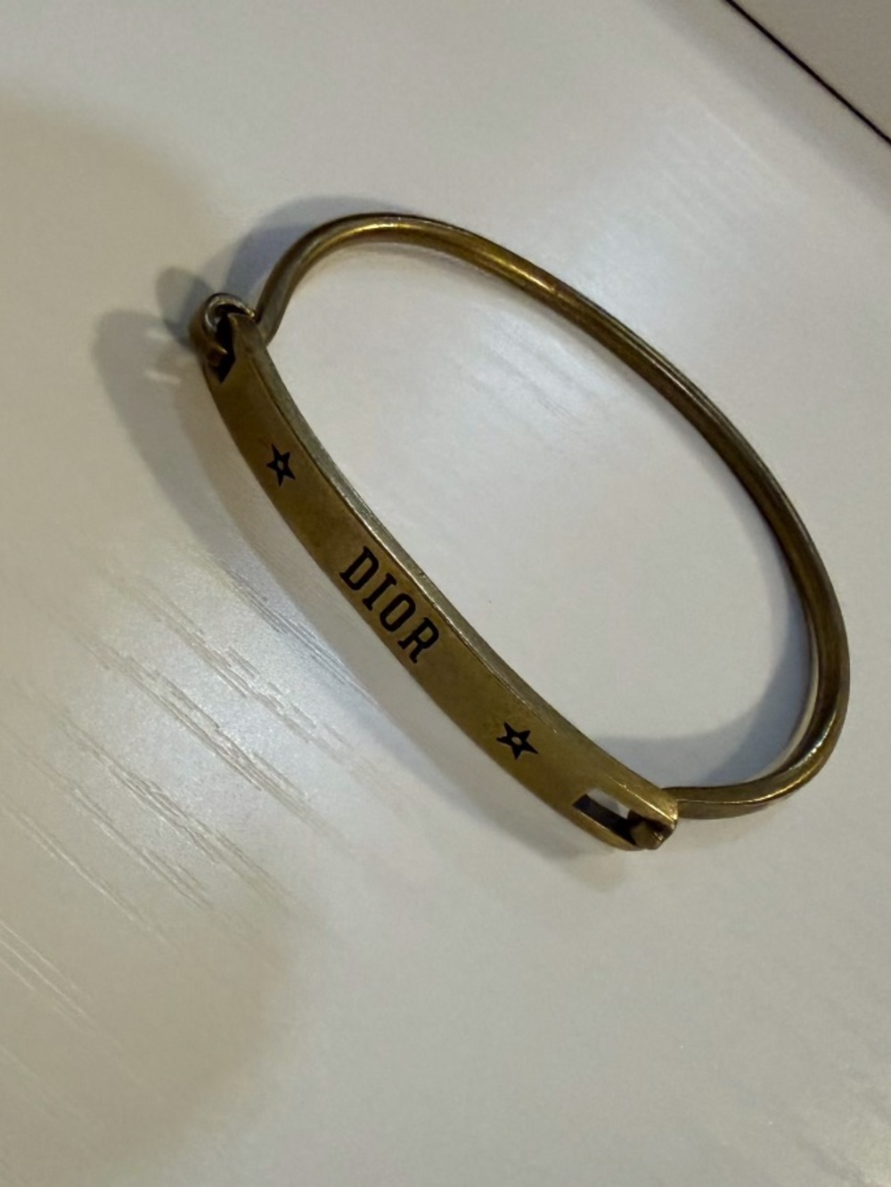 Dior Vintage Gold-Tone Logo Star Cuff Bracelet